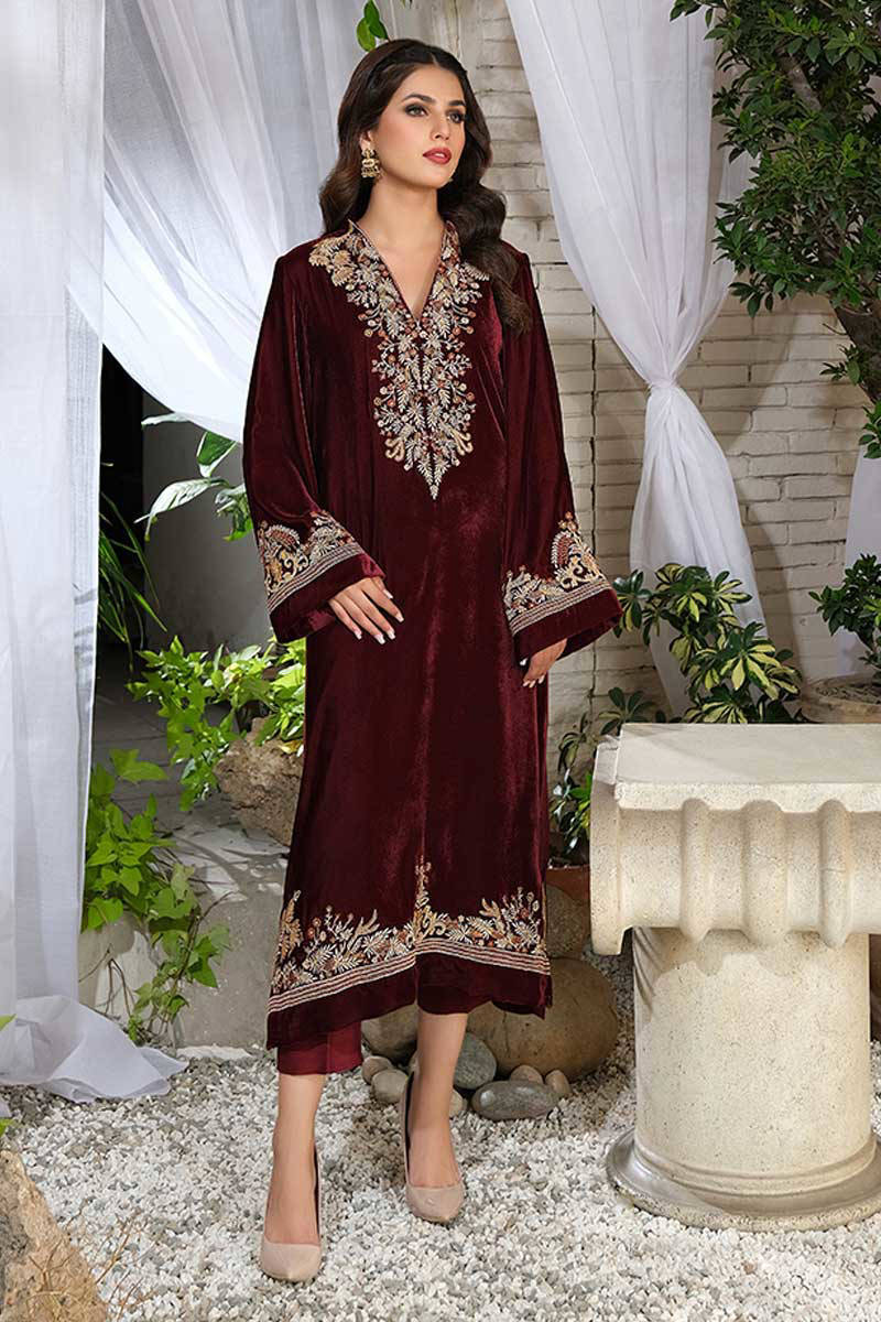 Velvet shirt hotsell designs pakistani