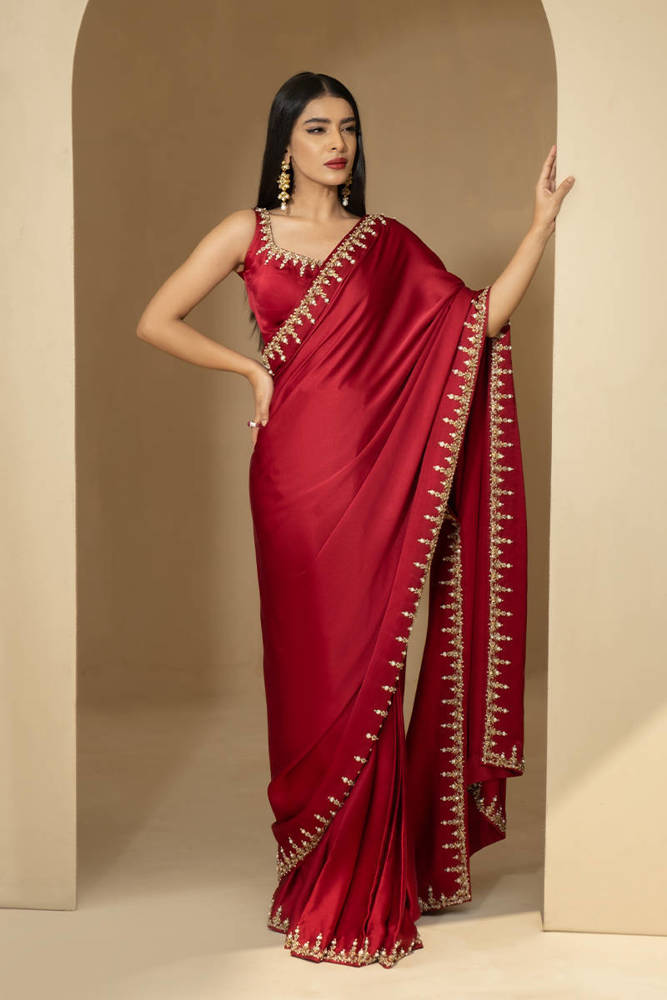 Maroon Silk Saree & Blouse 5278SR01