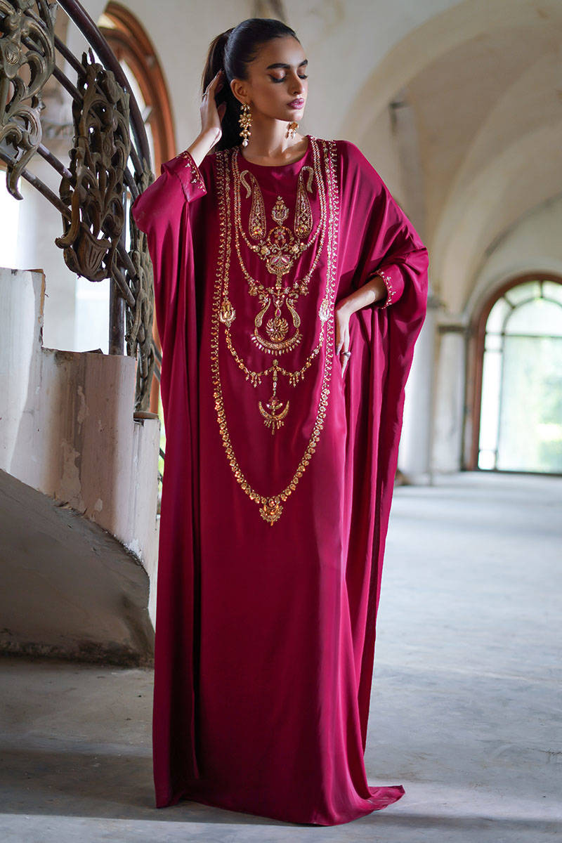 Burgundy kaftan best sale